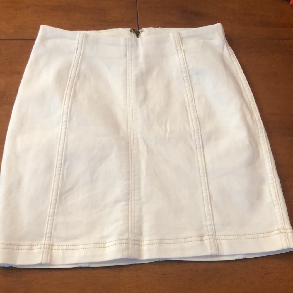 Free People white denim mini skirt